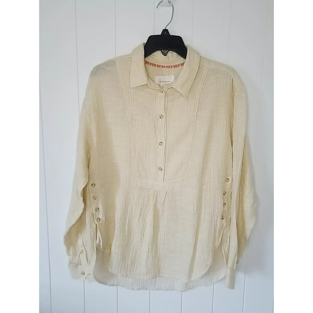 Anthropologie Shirt Top Womens Size Medium Yellow Popover